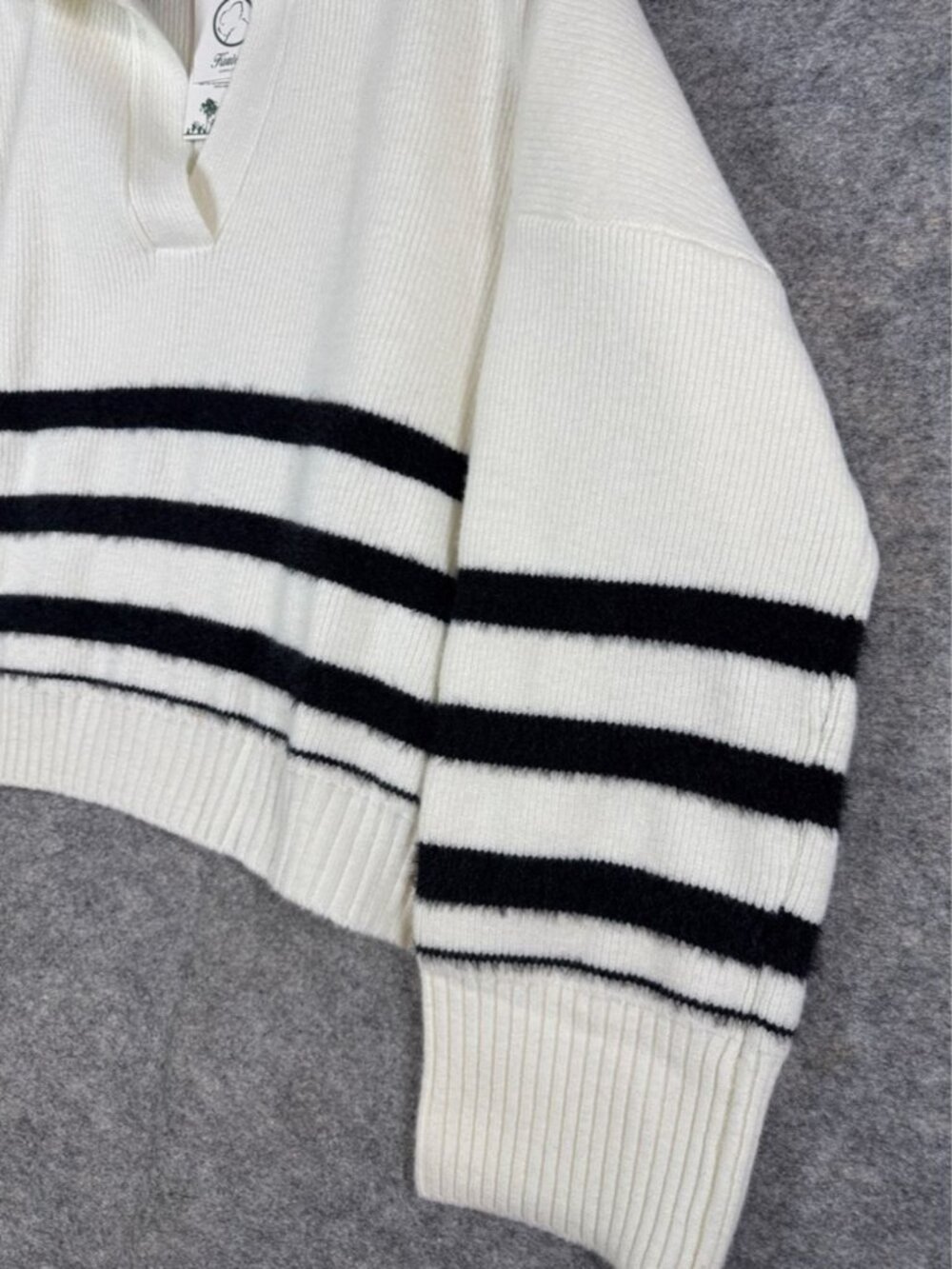 Kuwalla Black White Striped Sweater Pullover XL Collared Preppy Knit Minimalist - Picture 5 of 14